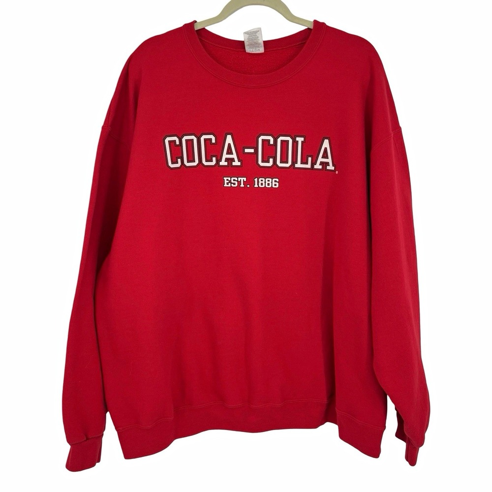 Coca-Cola Sweatshirt Mens 2XL Red Jerzees Crewneck Est 1886 Logo Graphic